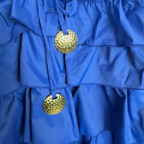 STAUD Rylie Royal Blue Lapis Ruffle Layered Tiered Dress Size XL NWT