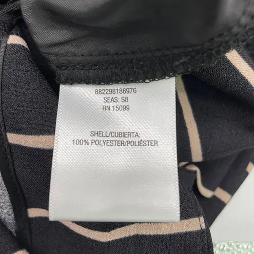 NEW Simply Emma Plus Size Gaucho Wide Leg Crop Pants Black Taupe Stripe Belted