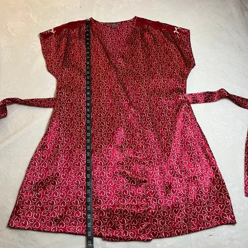 Morgan Taylor Short Sleeve Heart Wrap Silky Short Robe Size S/M Lounge Relax