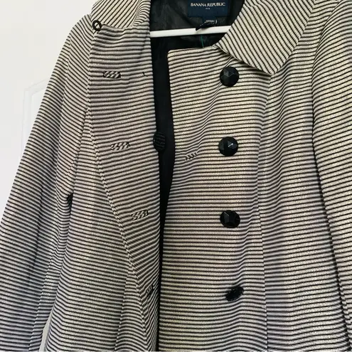 Banana Republic  Women's Gold & Black Striped Double Breasted Jacket Trench Coat