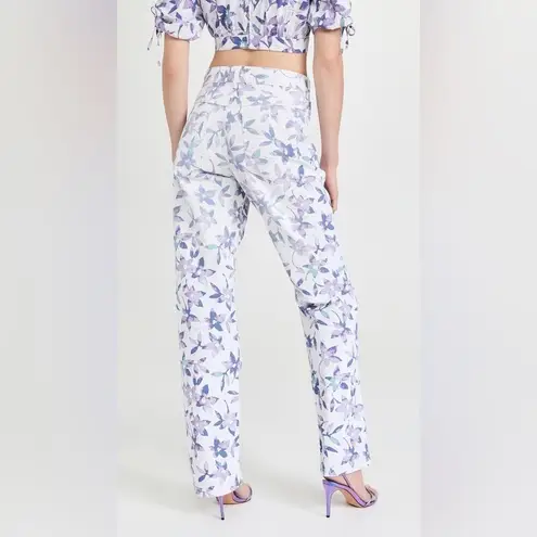 Isabel Marant Floral High Rise Straight Leg Jeans Ecru Size 42/10