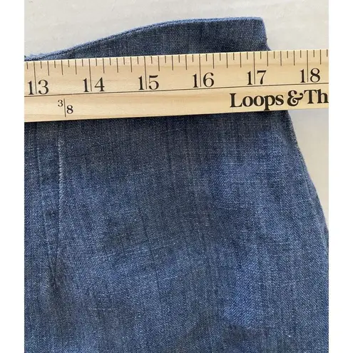 VTG IC Collection Lagenlook Asymmetrical Linen Chambray Zip Shirt Skirt Set XL Blue