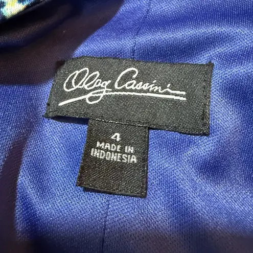 Oleg Cassini Faux Wrap Dress 4 Side Tie V-Neck Colorful Abstract Artsy Stretchy - Image 10