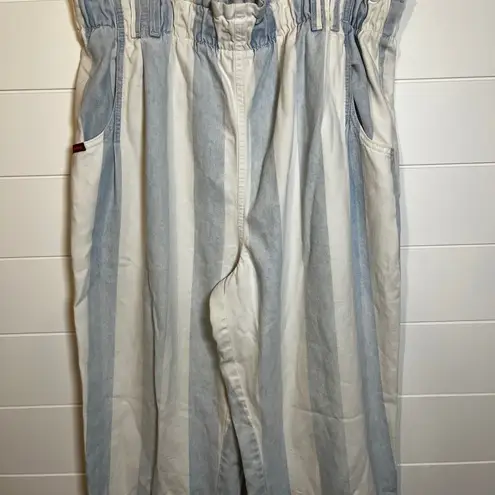 Vintage Gitano Striped High Waist Denim Pants Elastic Waistband Casual Jeans 16 Blue