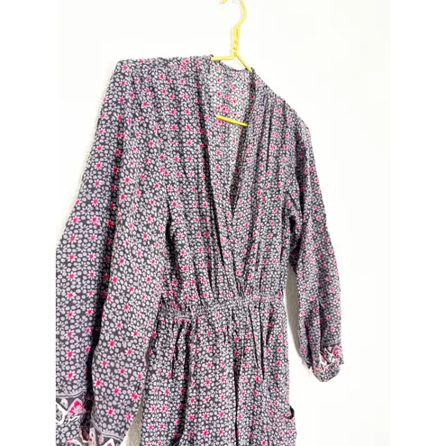 Anthropologie NAT by Natalie Martin Nico Wrap Duster Dress Floral Maxi Medium Purple