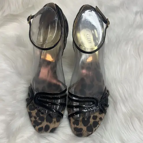 Guess  Leopard Print and Patent Leather Strappy Heels BIN 12