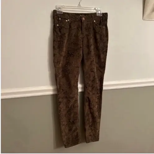 ZARA Women’s  Brown Black Animal Snake Print Corduroy Pants Jeans Size 2
