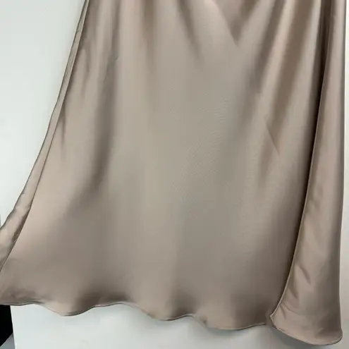 ZARA NWT  Satin Midi Skirt Sz XS Champagne Ruched Pleated High Rise Waist