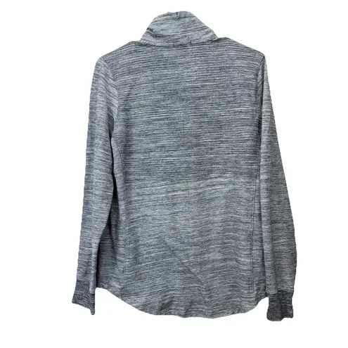 LL Bean Gray Marled Cozy Mixed Knit Pullover Funnelneck Pocket Sweatshirt MEDIUM