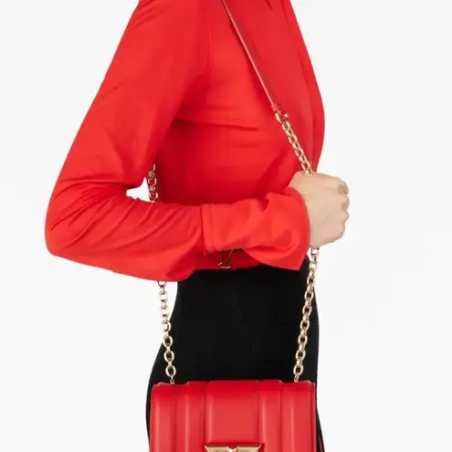 Ferragamo Gancini Mini Leather Shoulder Bag, Red