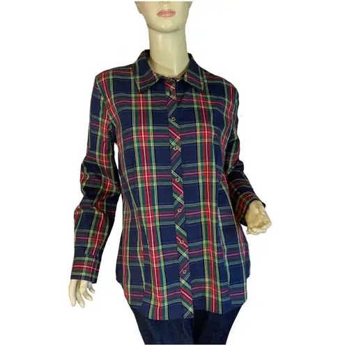 Talbots  MULTICOLOR TARTAN PLAID COTTON BUTTON DOWN TOP (12)