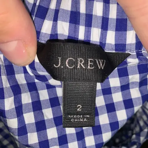 J Crew blue gingham off shoulder size 2 grandmacore blouse