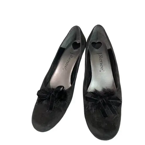 Size 11M J.Renee Women's Black Suede Pumps "Matty" Kitten Heel 2"