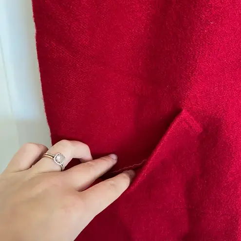 Vintage Tally Ho women’s vest 100% wool faux fur collar zip red fashion Size M