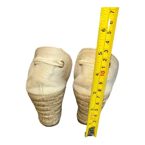 Serra Women's EUC Espadrille Wedge Sandals Sz 8 Cream Tie Up Boho Vacation