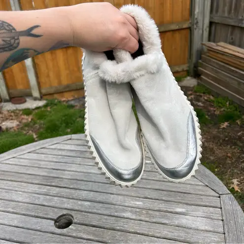 Voile Blanche Luna Leather Fur Trim Sneaker Bootie Boots Size 40 / Size 8.5 Gray