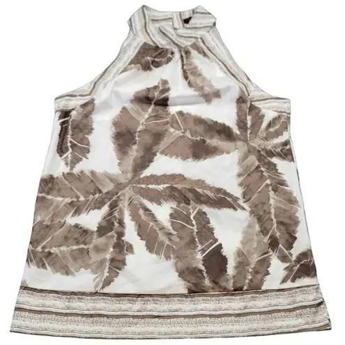 The Limited  Sleevelss Halter Top Womens Small Brown White Palm Leaf Print Shirt