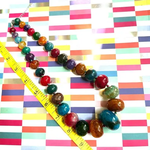 Lucas Lamenth LUC Multicolor Dyed Agate Statement Necklace with Sterling Clasp