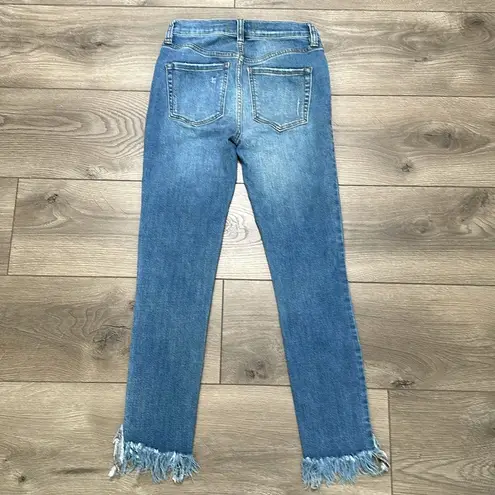 Free People  Great Heights Frayed Hem High Rise Stretch Skinny Jeans Size 25