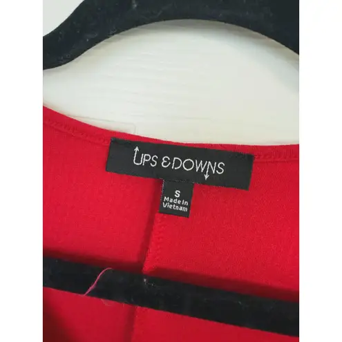 Ups & Downs Red Peplum Flare Sleeve Top Retro 90s Y2K Small Holiday Christmas