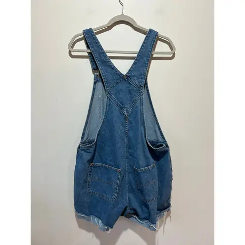 Old Navy  denim shortalls size L overalls shorts dark wash cuffed