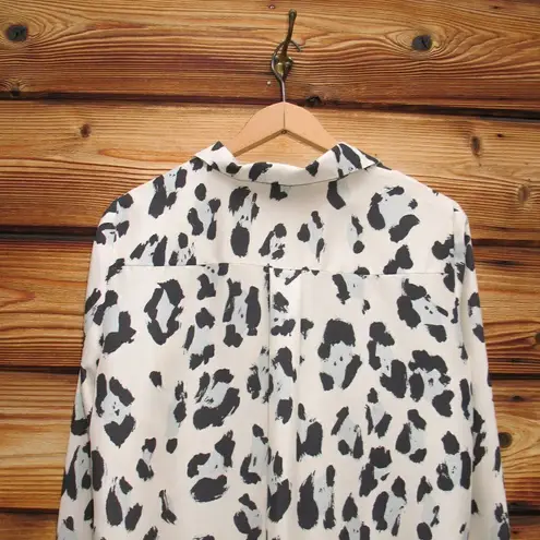 Lafayette 148 Scottie Leopard Print Silk Shirt Top Blouse