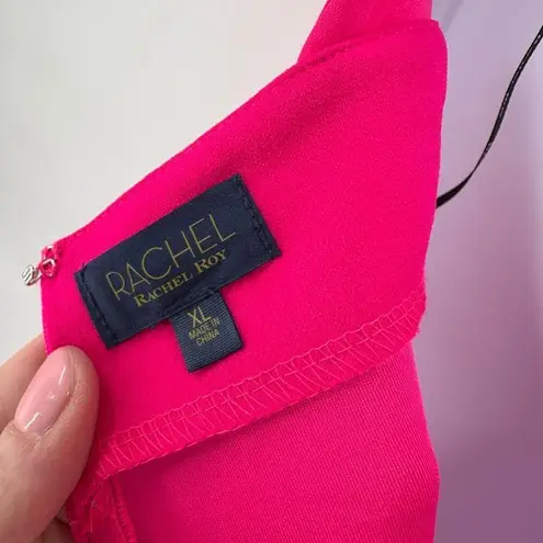 NWT RACHEL Rachel Roy One Shoulder Dress Pink Sizzle XL Elegant Party Cocktail