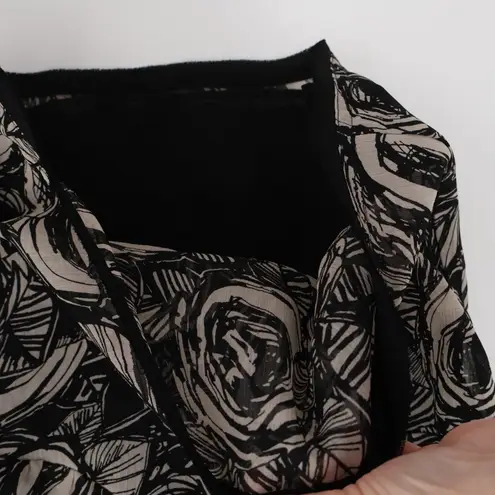 Van Heusen Whimsigoth Sheer Overlay Babydoll Top Dark Fairy Grunge Office Siren Size M