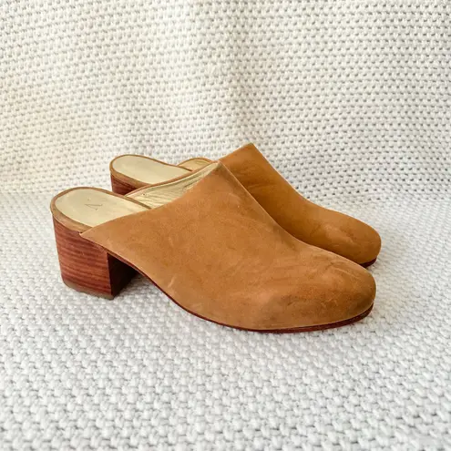 Nisolo Tan Suede All Day Heeled Mule Open Back Clog Pumps Women 7.5 Peru