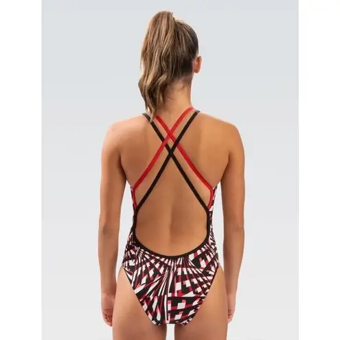 Dolfin Dolphin Swimsuit Sz 32 Reliance Atomic Red Double X Back One Piece Built In Bra