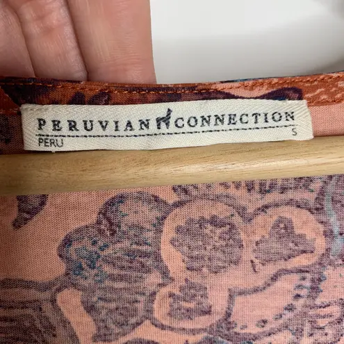 Peruvian Connection Batik Pocket Mini Dress Womens Small Orange