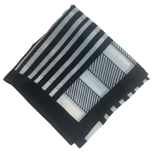 Navy and White Striped Scarf Blue