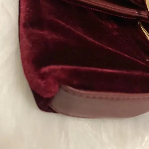 Sole Society Foldover Velvet Clutch- Maroon Colored