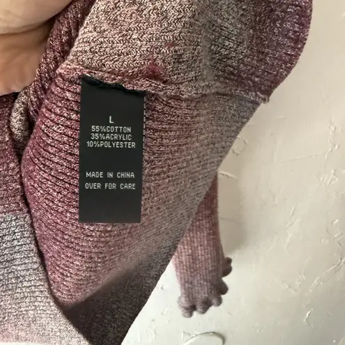 IN San Francisco Sweater Y2k Large Knit Ruffle Mock Neck Pullover Ombre Fall Purple