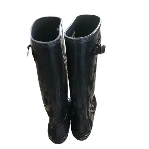 Hunter Tall Glossy Shiny Black  Boots Women’s Sz 10 Side Buckle Knee High