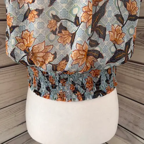 Rachel Zoe Blue Floral Cropped Sleeveless Blouse