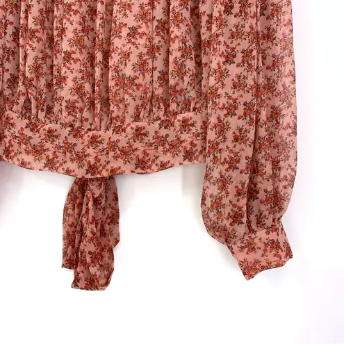 Bardot Cyrus Long Sleeve Smocked Blouse Rose Bloom S?