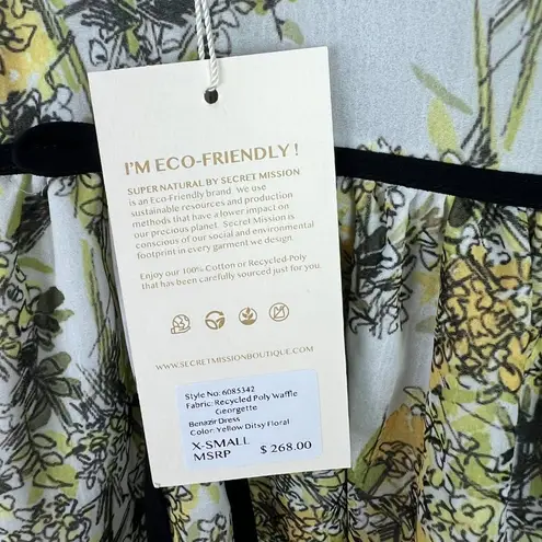 NWT Secret Mission Super Natural Benazir Floral Mini Dress Floral Size XS NEW