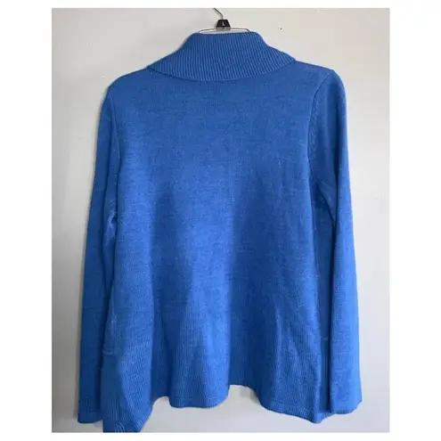 Cable & Guage 2Pc Set~Lg Blue Sweater Cardigan & XL Blue & Yellow Floral Blouse