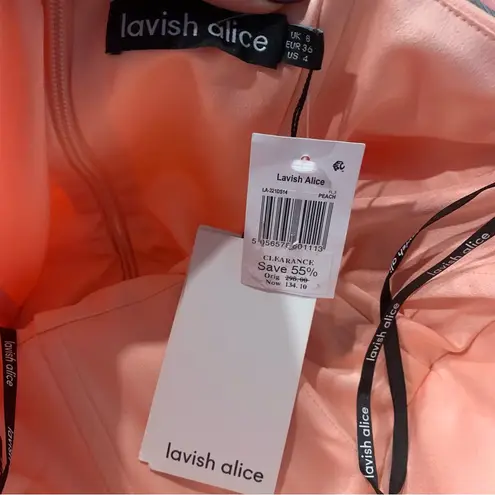 Lavish Lice • Lavish Alice pleated corset midi dress peach size 4