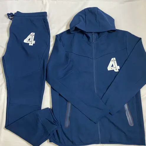 True Hustler 4 Lyfe Ocean Blue #4 2 Piece Tech Jogging Suit 3XL