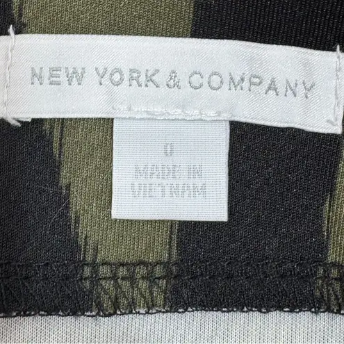 New York & Company Zebra Animal Print Midi Pencil Skirt Green Black Size 0