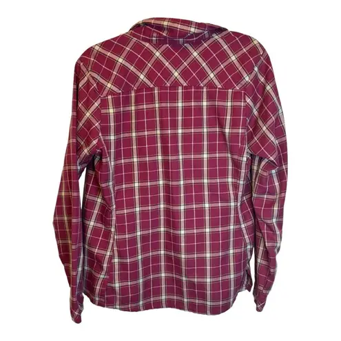 Mountain Hardwear  Blouse Women's Size 10 Plaid Outdoor Hiking Red Purple White