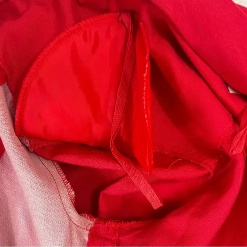 Jessica Howard VTG  Blazer Linen Blend Embroidered Red Floral Size 6 Short Sleeve