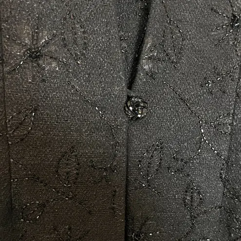 Carmen Marc Valvo Vintage Evening Dress Black Jacket Beaded Floral Formal Gown - Image 16