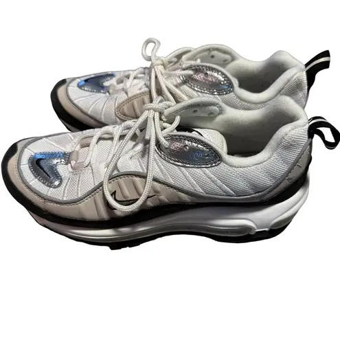 Nike  Air Max 98 Running Sneaker White/Black/Silver AH6799-116 Women's Size‎ 7