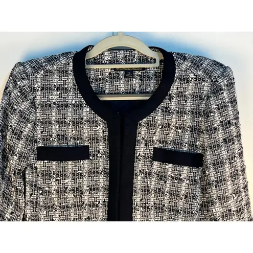 Brooks Brothers Boucle Jacket Size 10 Black White Plaid Tweed Academia Twee