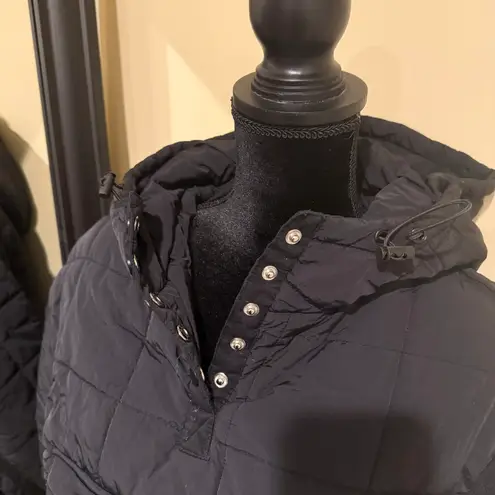 Quilted Hoodie Winter Jacket Ski Coat Parka Trench Bomber Mock Neck Oversized Top Black