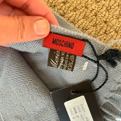 Moschino Peace Love Wool Scarf Light Gray