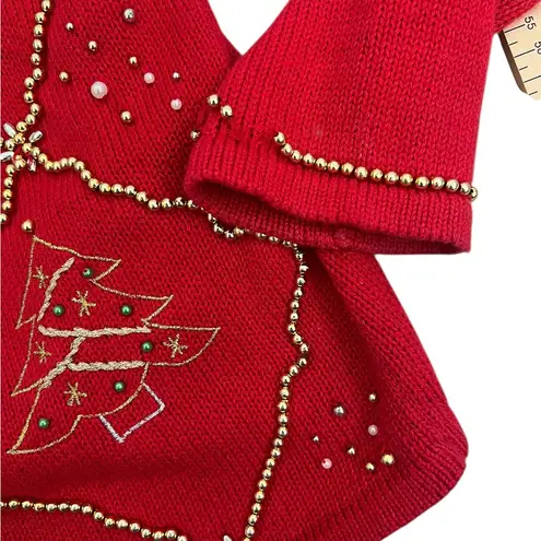 Christmas Red Cardigan with Festive Patterns Size M